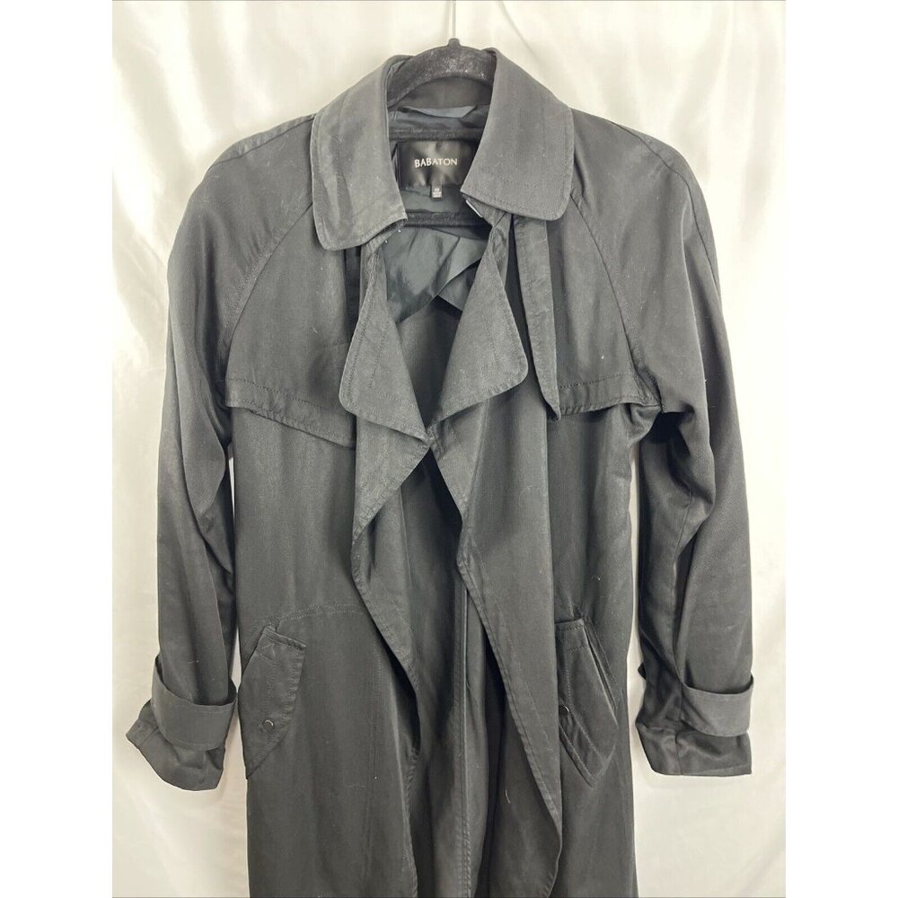 Aritzia Babaton Lawson Lyocell Open Front Ruffle Trench Womens Size XXS - Picture 4 of 15